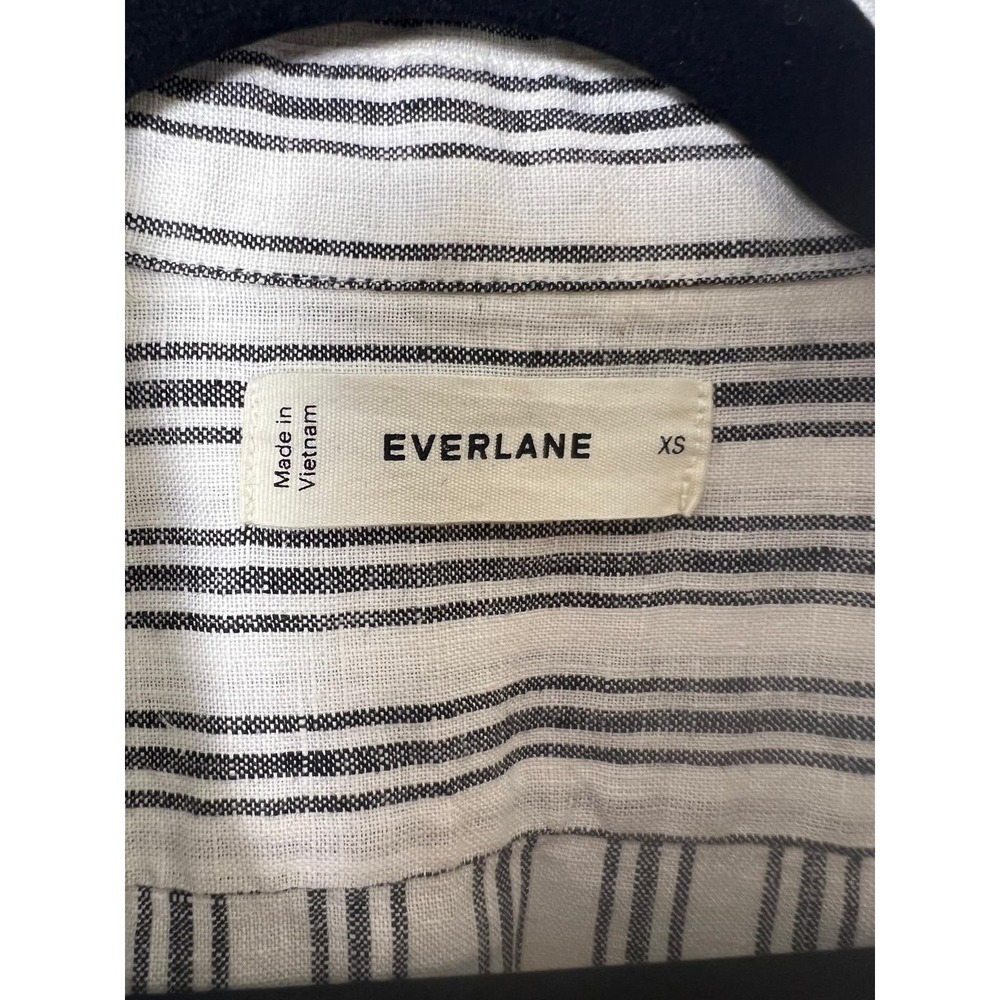 Everlane Linen Button Down Shirt Mens XS White Black Stripe Long Sleeve - Picture 8 of 13